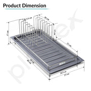 Plantex Stainless Steel Dish Drying Rack for Kitchen with Drain Tray/Plate & Thali Stand/Utensil, Bowl & Glass Holder/Countertop Dish Drainer Organizer – Pack of 1 (Chrome & Grey)