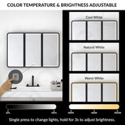 Plantex 304 Stainless Steel Bathroom Cabinet with Mirror/LED Mirror Cabinet for Wall/Triple Door Bathroom Cabinet Storage/Bathroom Organiser Cabinet (36X24 Inch- Defogger/Black)