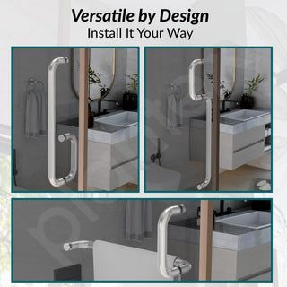 Plantex Shower Door Handle/Stainless Steel Towel Bar Combination/Towel Holder for Glass Shower Door and Bath Door Pull Handle - Pack of 1 (Satin)