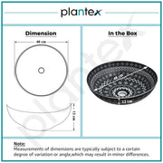 Plantex Ceramic Round Wash Basin for Bathroom/Designer Table Top Washbasin/Countertop Hand Basin for Restaurant/Hotel (15.5x15.5x4.5 Inch - Black & White)