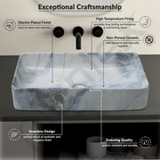 Plantex Ceramic Table Top Wash basin For Bathroom/Hand Wash Sink/Rectangle Countertop Washbasin For Home/Office/Hotel - (Marble White)