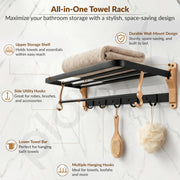 Plantex Aluminium Towel Rack for Bathroom/Towel Holder/24inch Towel Hanger/Bathroom Accessories - Pack of 1 (Black & Gold)