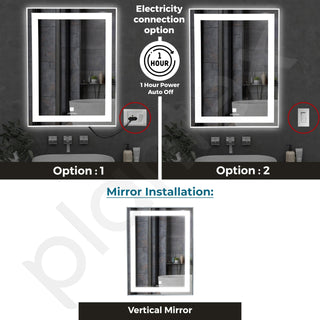 Plantex Metal LED Wall Mirror with Triple-Tone/Touch Mirror for Bedroom/Dressing Room/Living Room - Rectangle Shape (18 X 24 Inch)