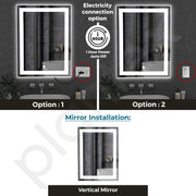 Plantex Metal LED Wall Mirror with Triple-Tone/Touch Mirror for Bedroom/Dressing Room/Living Room - Rectangle Shape (18 X 24 Inch)