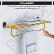 Plantex 304 Grade Stainless Steel 24 inch Towel Rack/Towel Stand/Towel Holder for Bathroom/Towel Hanger for Bathroom/Bathroom Accessories - Parv (Gold & Black)