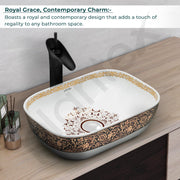 Plantex Table Top Wash Basin For Bathroom/Designer Ceramic Basin/Countertop Vessel Sink Basin - Indo-European Collection (18 x 13 x 5 Inch)