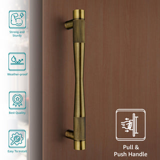 Plantex 14 inch Main Door Handle/Wooden & Glass Door Handle/Pull & Push Handles for All Doors of House, Office, Hotels (Brass Antique, Pack of 1) - 3 Years Warranty