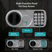 Plantex Safe Locker/Key Holder Locker Box For Home, Office,Hotel/Electronic Keypad/Dual Password Code Access Lock/LED Light/2 Years Warranty By Plantex - 20Litre/71 Keyhooks and Keychains - Black