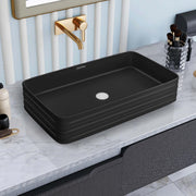 Plantex Wash Basin for Bathroom/Ceramic Basin/Rectangle Table Top Basin/Wash Basin for Home/Restaurant (Charcoal Black - 26 x 15 x 5 Inch)