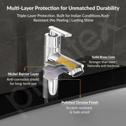 Plantex BAL-503 Pillar Cocke Tap for Wash Basin/Tabletop Basin Tap with Teflon Tape/Pillar Tap for Bathroom/7 Year Warranty (Mirror Chrome)
