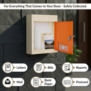 Plantex Letter Box - Mail Box/Post Box/Letter Box for Home gate/Complaint Box/Suggestion Box/Donation Box with Key Lock (Orange & Ivory) - Wall Mount A4 Size