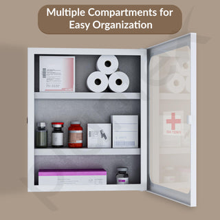 Plantex GI Steel First Aid Box Empty/Medicine Box for Home/Emergency Medical Box for Medicine Storage for School, Office, Factories with Multi Compartments & Clip Lock - Wall Mountable (White)