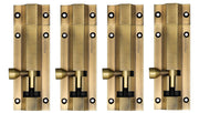 Plantex Stainless Steel Tower Bolt/Tower Bolt for Home,Offices Doors and Windows/Tower Bolt for Main Door/Door Latch/Kundi/Chitakini/Door Latch for Windows - Pack of 4 (Brass Finish, 4 inch)