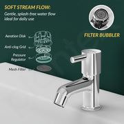 Plantex Brass Spindle Pillar Tap for Wash Basin with Water Saving Aerator/Tabletop Wash Basin tap/Bathroom Tap-(MKS-1273-Chrome)