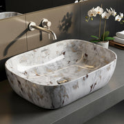 Plantex Basin for Bathroom/Ceramic Table Top Basin/Counter Top Wash Basin - (Alpha -NS-108, Marble Finish, 18 x 13 x 5.5 Inch)