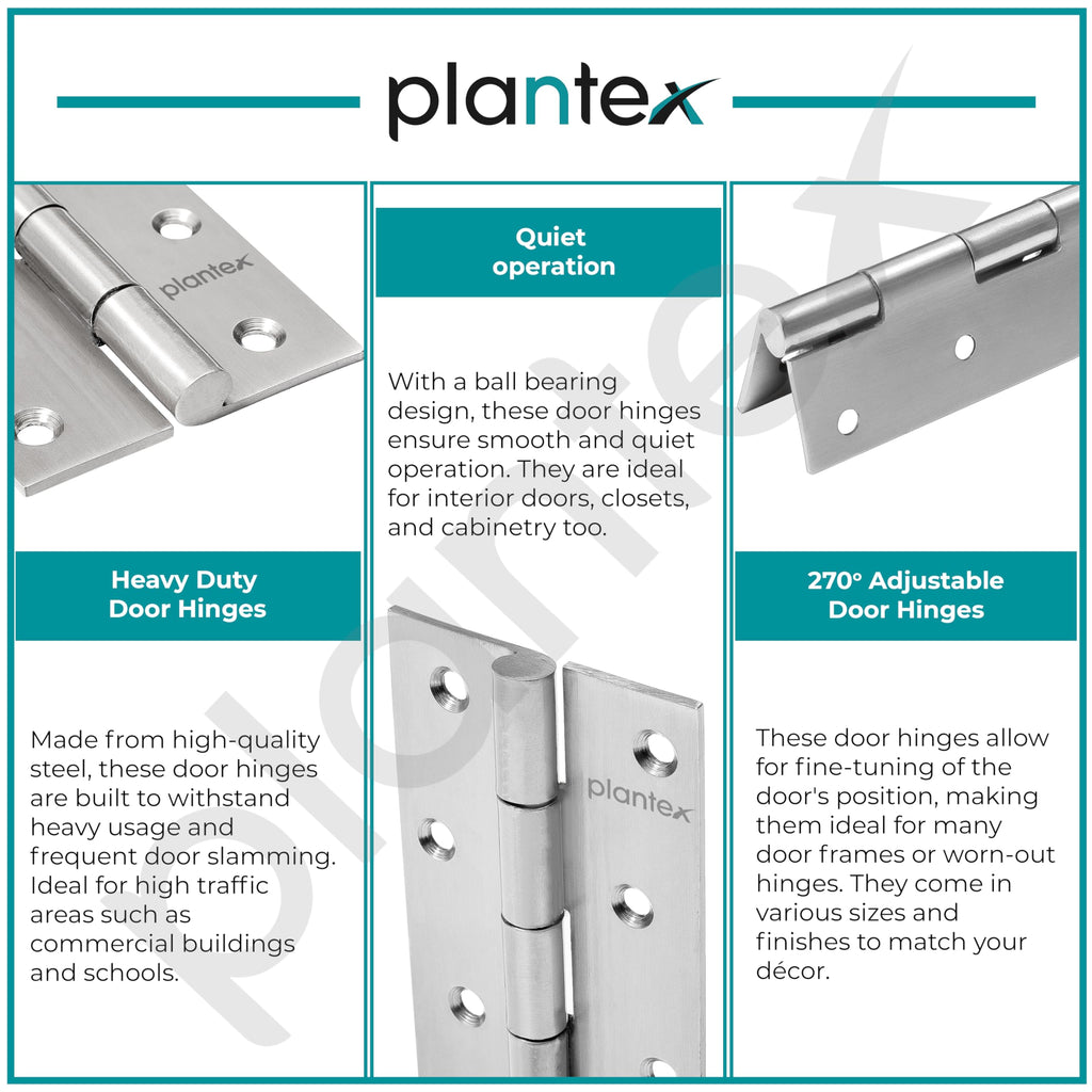 Plantex Door Hinges 6 Inch x 12 Gauge/2.5 mm Thickness/Hinges for Main ...