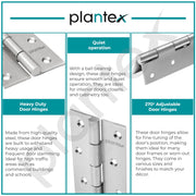 Plantex Door Hinges 6 Inch x 12 Gauge/2.5 mm Thickness/Hinges for Main Door/Butt Hinges for Home/Office/Hotel/Kabja/Soft Close Hinge - Pack of 3 (Matt)