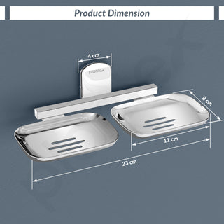 Plantex 304 Grade Stainless Steel Double Soap Holder for Bathroom/Soap Dish/Soap Stand for Bathroom Wall/Bathroom Accessories - Parv (Chrome)