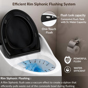 Plantex Platinum One Piece Commode for Toilet/Rim Siphonic Western Toilet/S Trap WC for Bathroom Commode with Soft Close Seat Cover- (White and Black)