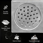 Plantex 304 Grade Stainless Steel Bathroom Drain Cover/Floor Drain Jali for Bathroom/Drainage Cover (5x5 inches) - (BH-1101, Chrome)