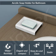 Plantex Acrylic Floor Soap Holder for Bathroom/Soap Case/Soap Dish/Bathroom Accessories - (White)