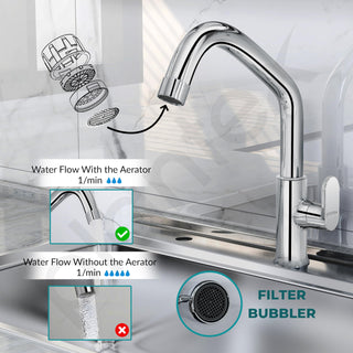 Plantex Pure Brass Sink Tap for Kitchen Basin with Water Saving Aerator/Kitchen Sink Tap with 360° Swivel Spout- 7 Year Warranty (ORN-213-Chrome)
