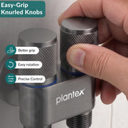Plantex 2 Way Angle Cock/Stainless Steel Double Outlet Water Valve/Bathroom & Kitchen Tap Connector/Water Faucet - Pack of 1 (Grey, APS-N-9)