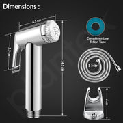 Plantex Jet Spray for Toilet/ABS Health Faucet with 1 Meter Shower Hose Pipe and Wall Hook/Health Faucet Set for Bathroom/Hand Gun for Toilet - (Jecquar, Chrome)