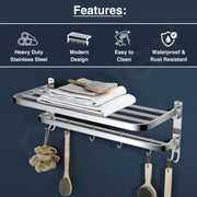 Plantex 24 Inch Towel Rack for Bathroom/Stainless Steel Towel Holder/Hanger with Rod/Bathroom Accessories - Pack of 1 (Chrome)