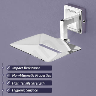 Plantex 304 Grade Stainless Steel Soap Dish for Bathroom/Soap Holder/Soap Stand/Bathroom Accessories - Decan (Chrome)