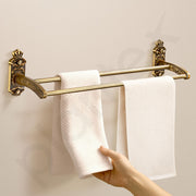 Plantex Antique Dual Towel Rod For Bathroom/Towel Holder/Hanger/Bar/Bathroom Accessories (24 Inch,Brass-Antique Finish)
