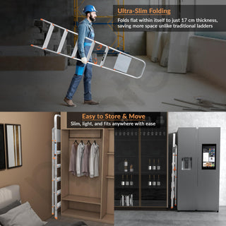 Plantex Legend 6 Step Aluminium Ladder for Home/Wide Anti-Skid Steps/Capacity Upto 150 kg/5 Year Manufacturer Warranty (Orange-Silver)