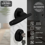 Plantex Door Lock for Home/Main Door Lock Set/Mortise Lock Set with Brass Lock Body & Cylinder - Pack of 1 (7135, Z-Black)