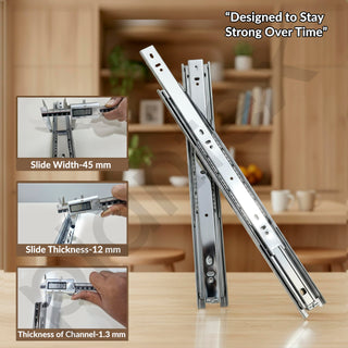 Plantex Drawer Channel/Ball Bearing Regular Close Channel for Drawer/Telescopic Drawer Channel for Wooden & Metals Drawers in Kitchen, Wardrobe, (10-Inch,Silver) Pair