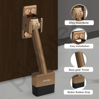 Plantex 5 Inch Long Gate Stopper for The Wooden Door/Door Stopper with Rubber Grip - (Pack of 3) Rose Gold