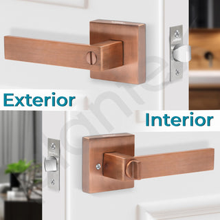 Plantex Brass, Zinc New Age Bathroom Door Locks/Key-Less Door Lock Set for Bedroom/Balcony/Storeroom with - Reversible Design (Copper Antique, 30mm to 50mm Door Range)