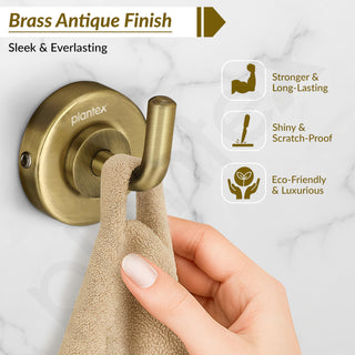 Plantex 304 Grade Stainless Steel Robe Hook/Cloth-Towel Hanger/Napkin Hanger/Bathroom Accessories - Daizy (Antique)