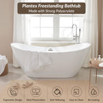 Plantex Acrylic Bathtub/1500mm Freestanding Bath tub for Adults/Deep Soaker Bathtub with Overflow, Popup and Drain Pipe (White, BSM-206)