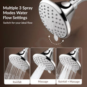 Plantex 4 Inch ABS Shower Head for Bathroom/3-Mode Round Head Shower for Bathroom/High Pressure Overhead Shower - (Chrome)