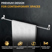 Plantex Towel Rod for Bathroom/Pure Brass Towel Hanger/24in Towel Holder/Bathroom Accessories - Pack of 1 (APS-GIA-01, Chrome)