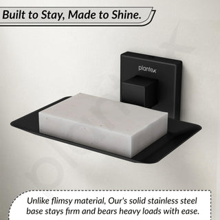 Plantex Soap Holder for Bathroom/Stainless Steel Soap Stand/Soap Case/Soap Dish/Bathroom Accessories - Aqua (Black)
