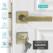 Plantex Triple Security Door Lock for Home/Main Door Lock Set with 3 Years of Warranty/Mortise Lock for Door with Brass Lock Body & Cylinder (7126, Brass Antique & Gold)
