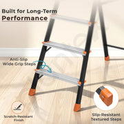 Plantex Allsafe Aluminium Step Ladder for Home/6 Step Anti Skid Ladder/Wide Step Ladder (Black & Orange))