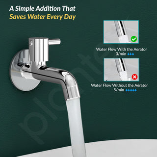 Plantex Long Body Bib Cock for Bathroom with Water Saving Aerator/Brass Spindle Bib Tap with Wall Flange and Teflon Tape for Bathroom (MKS-1272-Chrome)