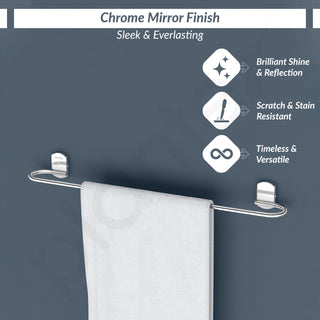 Plantex 304 Grade Stainless Steel Bathroom Single Towel Rod/Towel Hanger for Kitchen/Towel Bar/Towel Stand/Bathroom Accessories - Parv (24 inch - Chrome)