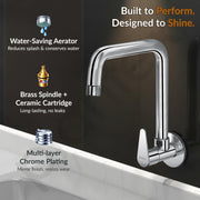 Plantex Brass Kitchen Sink Tap/360Ã‚Â° Swivel Spout Sink Tap for Kitchen Basin/Water Tap with Brass Wall Flange and Teflon Tape- 7 Year Warranty by Plantex (DOL-4300-Mirror Chrome)