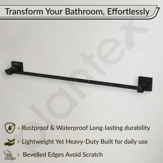 Plantex Stainless Steel 24 Inch Single Towel Rod for Bathroom/Towel Hanger/Bathroom Towel Holder/Towel Bar/Bathroom Accessories - Aqua (Black) Pack of 1