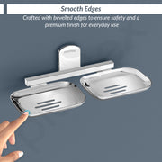 Plantex 304 Grade Stainless Steel Double Soap Holder for Bathroom/Soap Dish/Soap Stand for Bathroom Wall/Bathroom Accessories - Parv (Chrome)