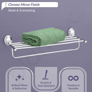 Plantex 304 Grade Stainless Steel Towel Rack for Bathroom/Towel Stand/Hanger/Bathroom Accessories - Cubic (18 inch-Chrome)