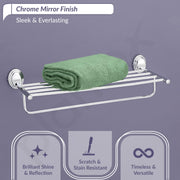 Plantex 304 Grade Stainless Steel Towel Rack for Bathroom/Towel Stand/Hanger/Bathroom Accessories - Cubic (18 inch-Chrome)